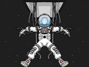 Illustrazione di un astronauta sospeso nello spazio