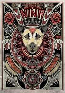 Poster illustrato con teschio e ornamenti in stile vintage