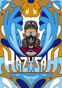 Illustrazione dedicata all'artista Hazul con scritta in stile graffiti
